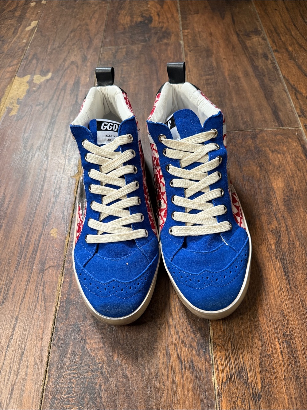Golden Goose Kids Blue & Red High-Top Sneakers with Cream Laces